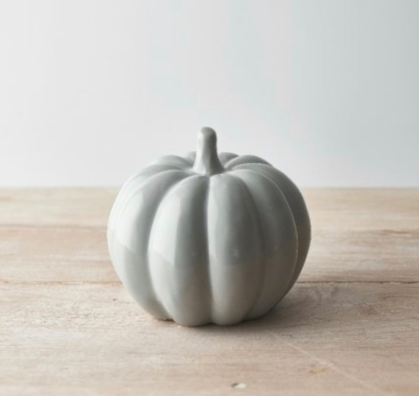 Grey Ceramic Pumpkins - Choice of 2 Sizes