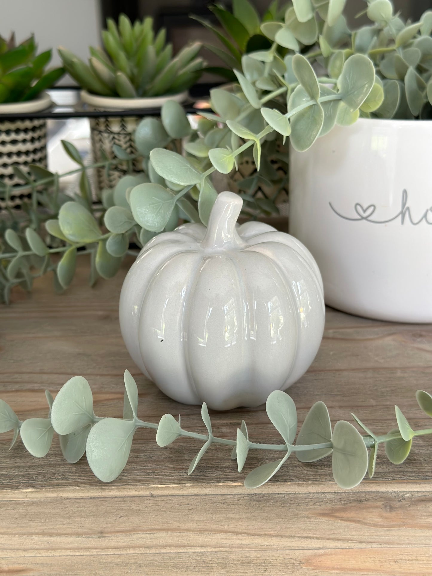 Grey Ceramic Pumpkins - Choice of 2 Sizes
