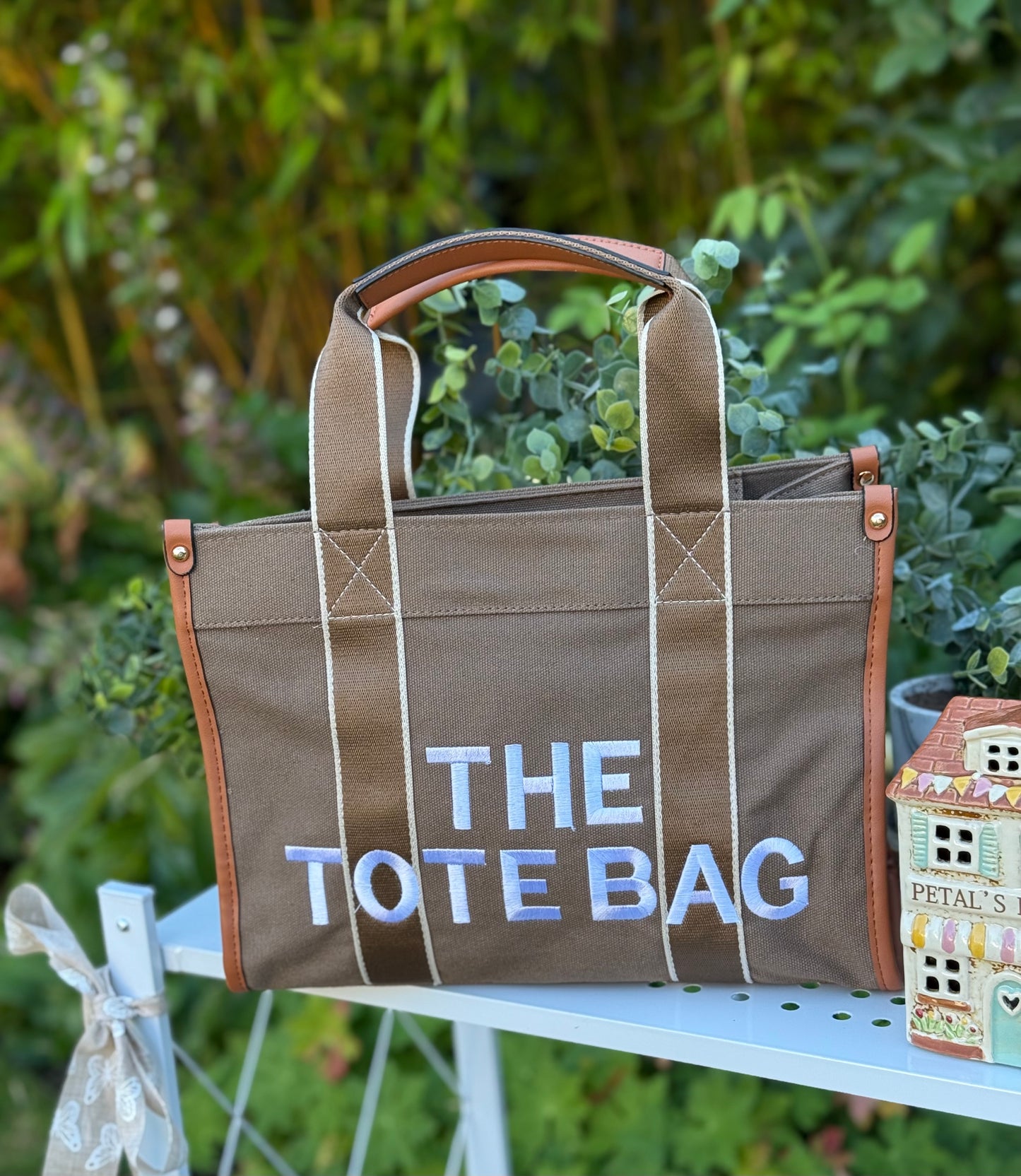 New Embroidered Tote Bag - Camel