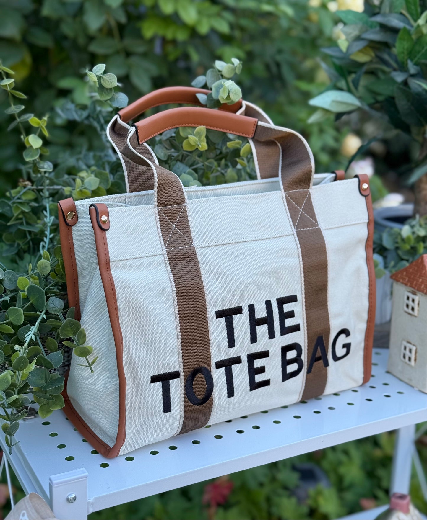New Embroidered Tote Bag - Beige