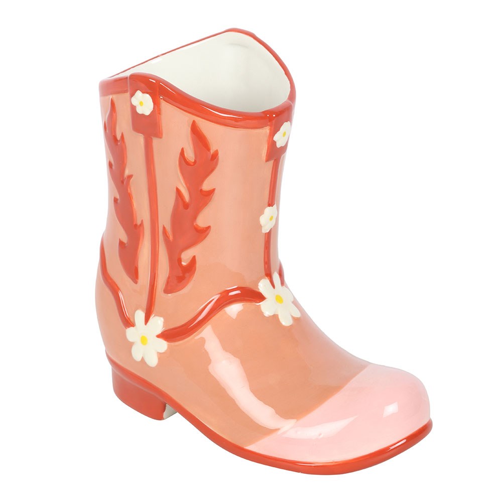 Pink/Red Cowboy Boot Flower Vase