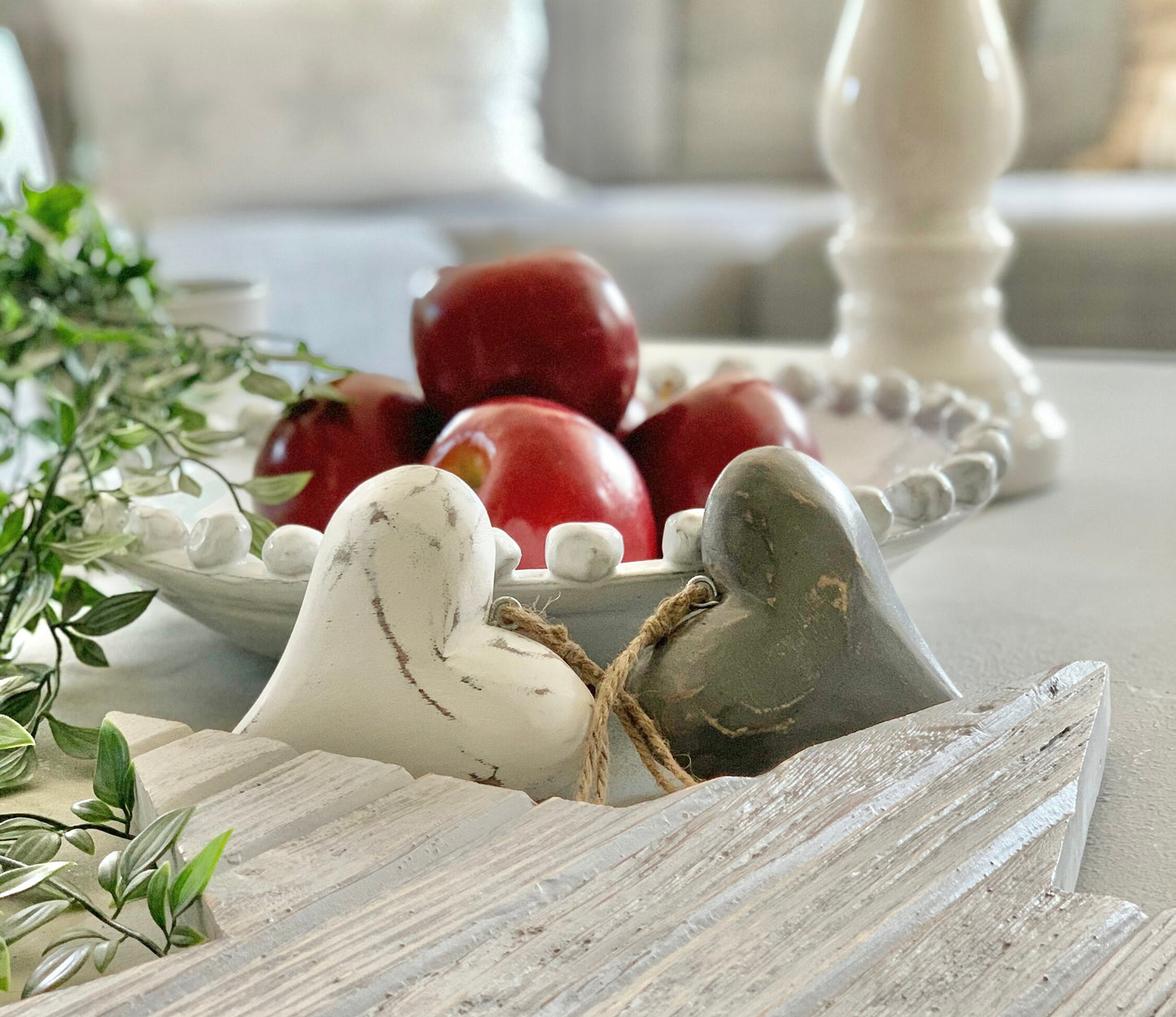 Vintage Solid Wood Heart - Grey