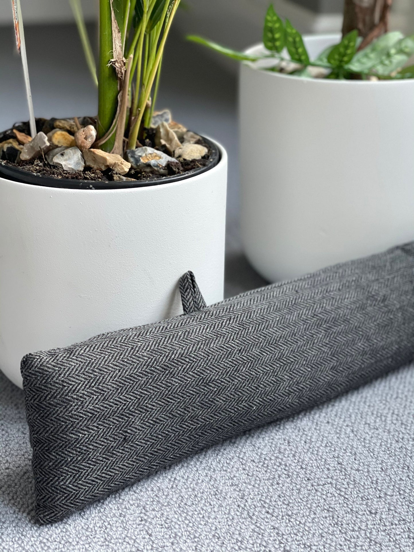 Grey Herringbone Draught Excluder