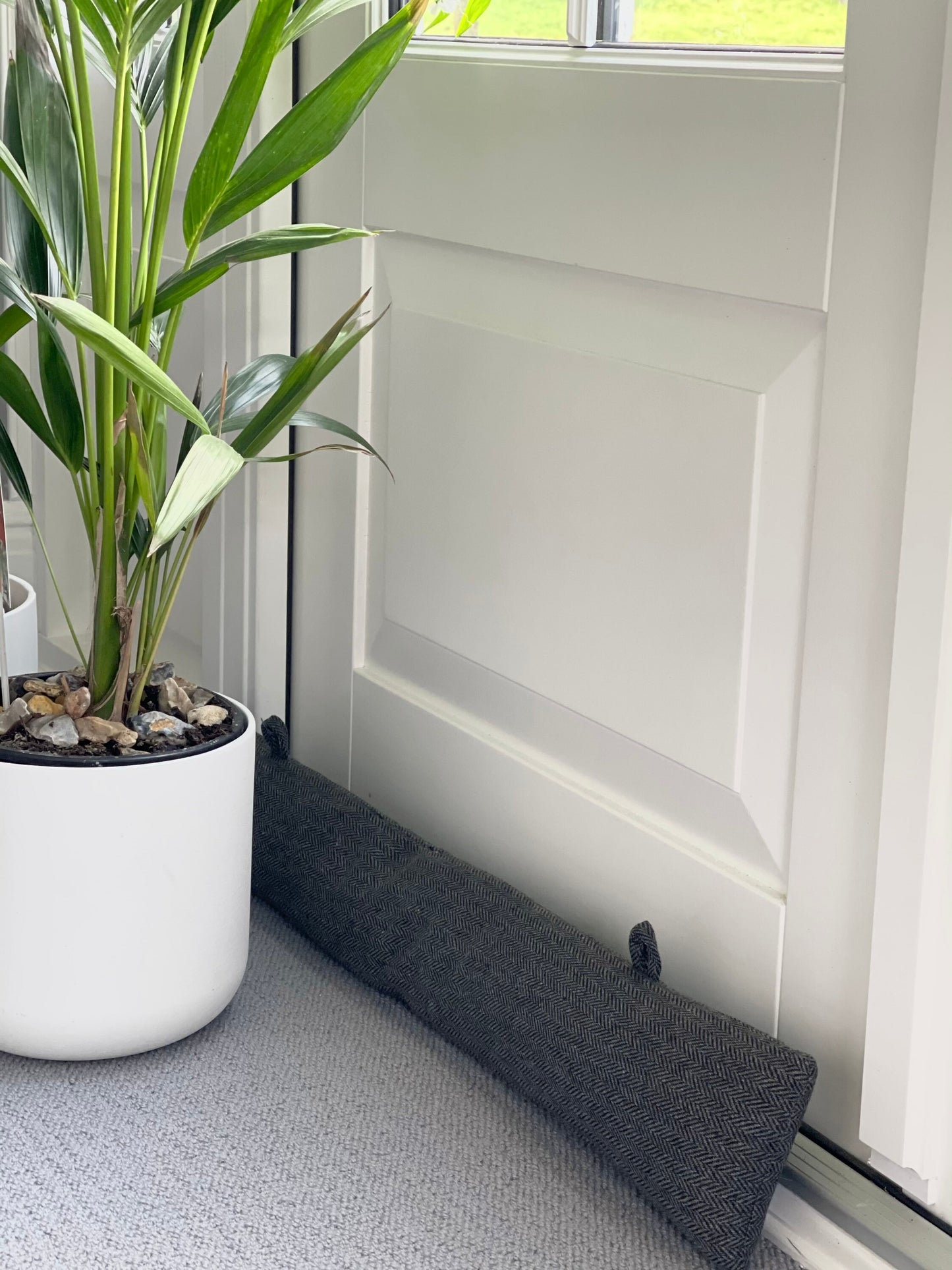 Grey Herringbone Draught Excluder