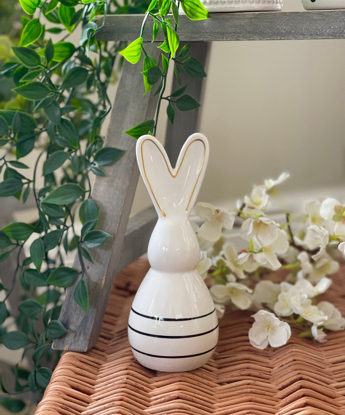Ceramic Black Striped Rabbit