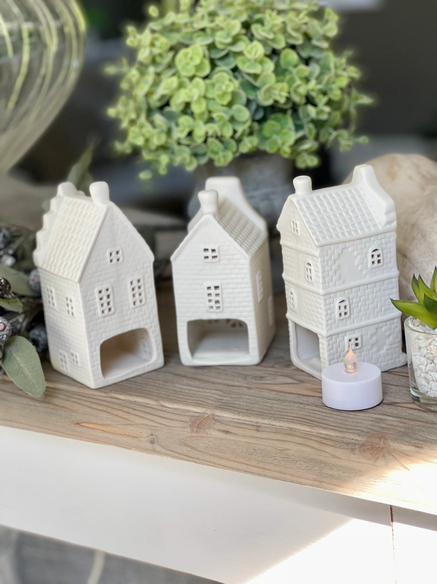 Porcelain White House Light Houses - 3 Design Options
