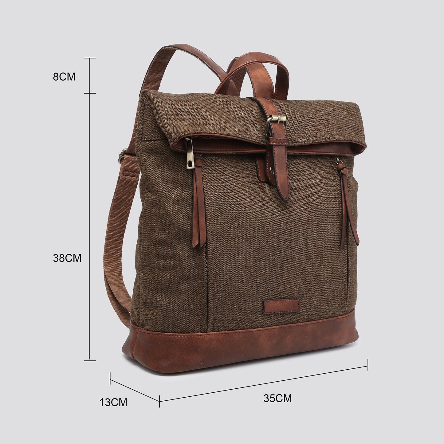 Camel/Taupe Herringbone Rucksack/Backpack