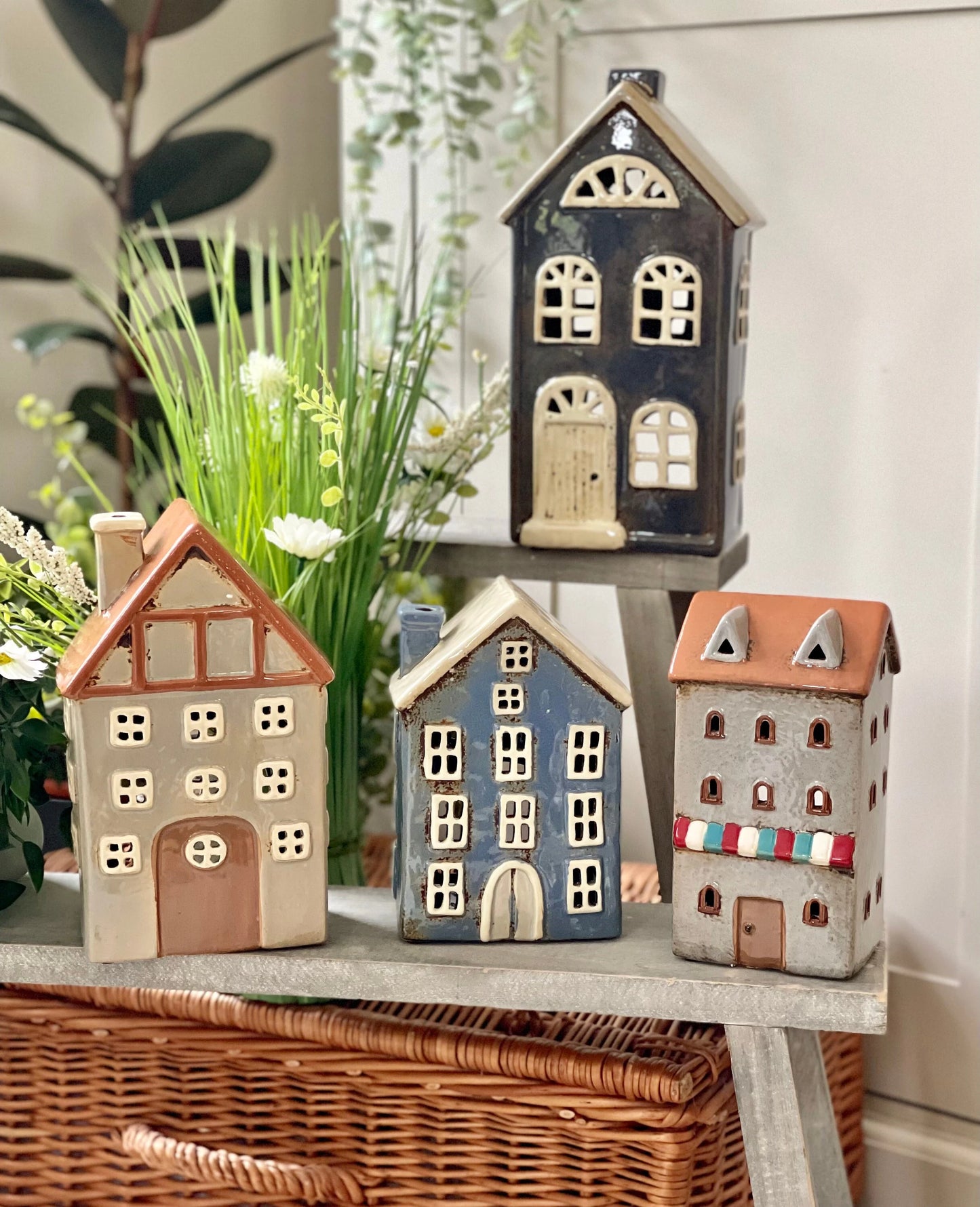 Ceramic House/Cottage Candle Holder - 26cm