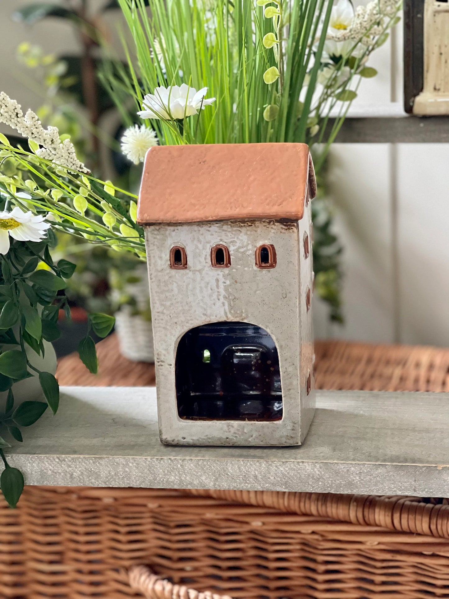 Ceramic House/Cottage Candle Holder - 18cm