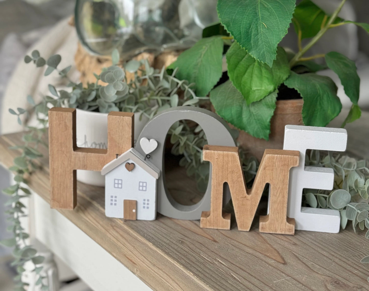 Freestanding classic wooden "HOME" sign