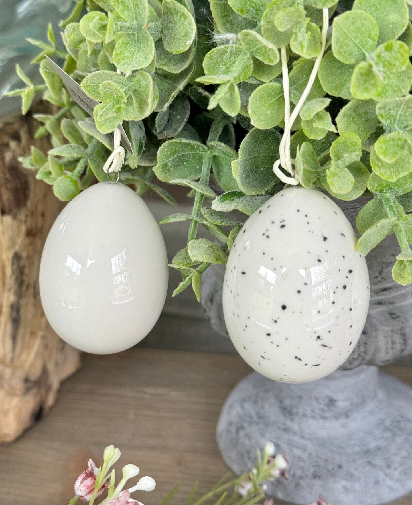 Hanging White Porcelain Easter Eggs - 3 Designs