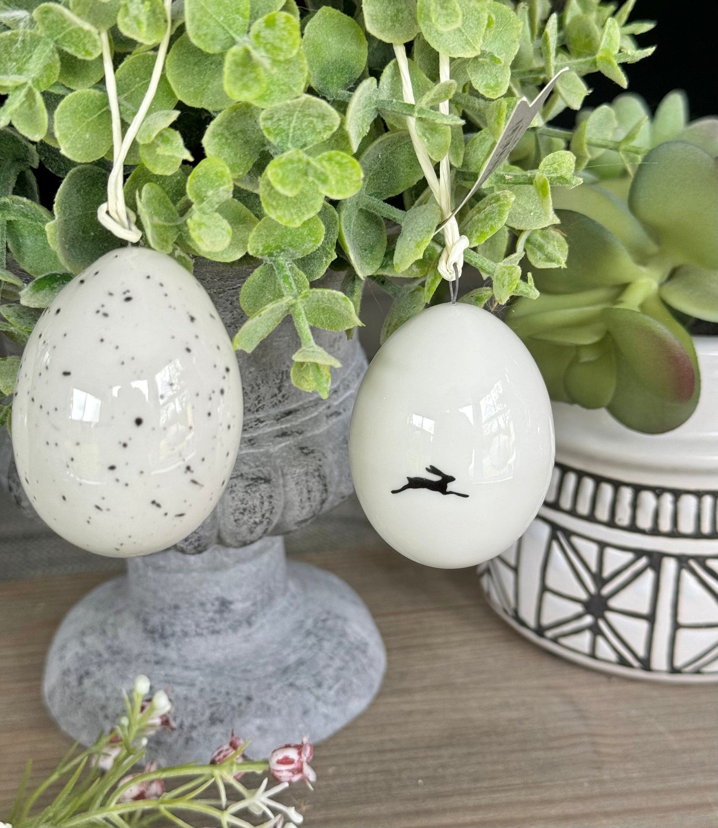 Hanging White Porcelain Easter Eggs - 3 Designs