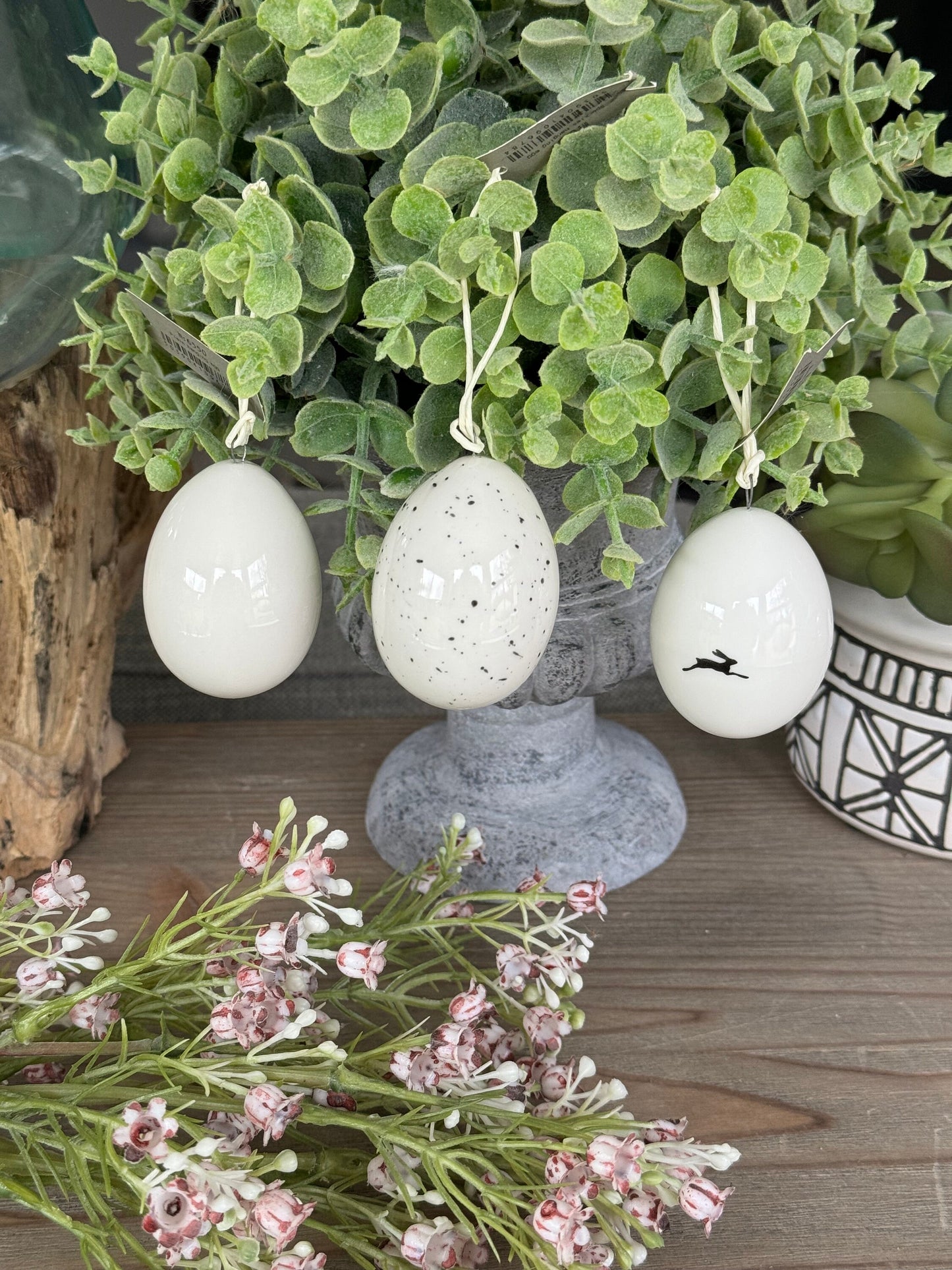 Hanging White Porcelain Easter Eggs - 3 Designs