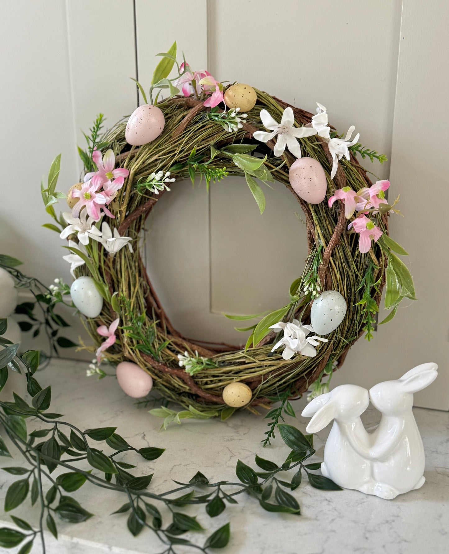 Gisela Graham Spring Wreath with Spring Floral Detail