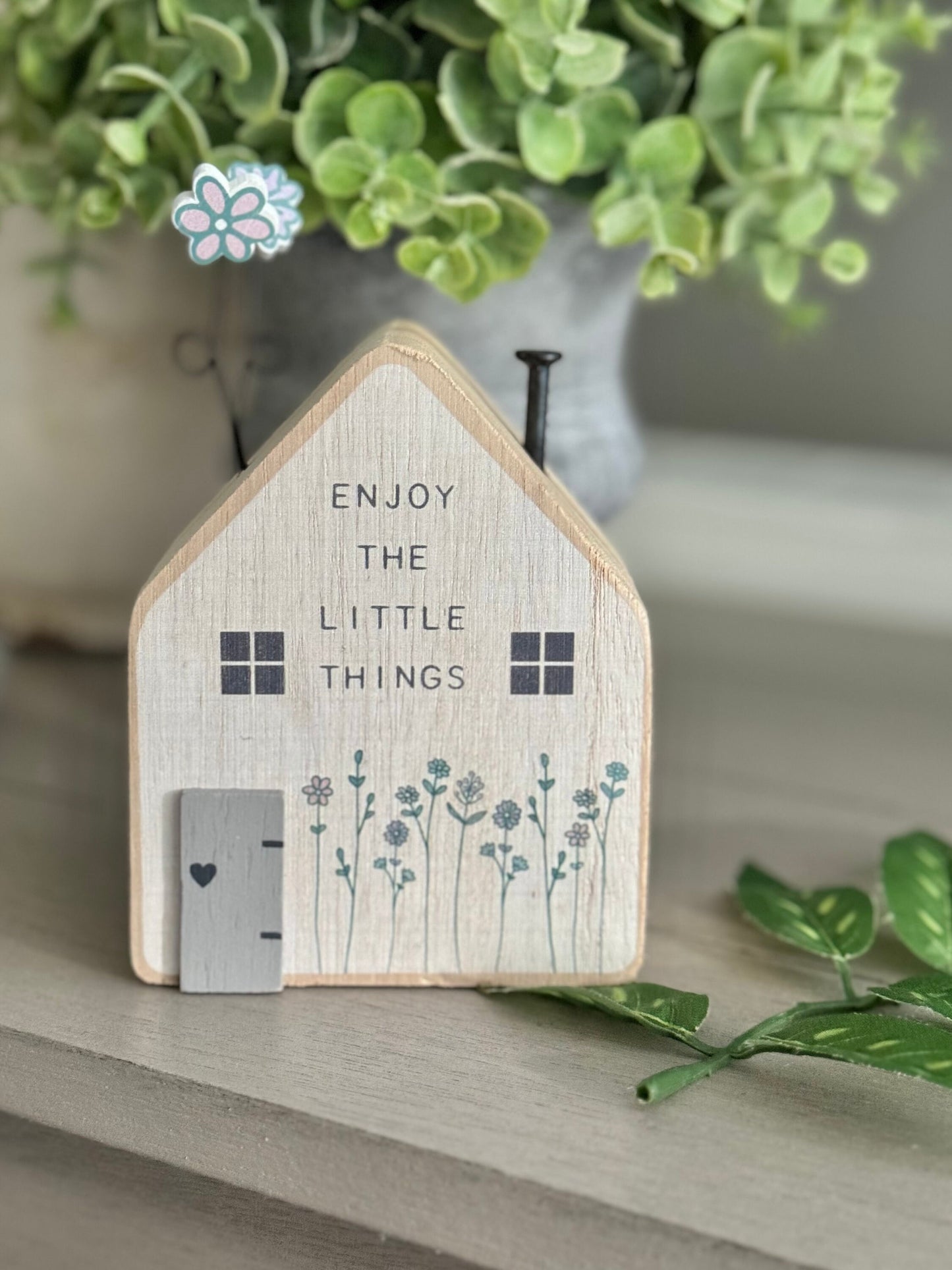 Wooden House Block "Enjoy The Little Things"