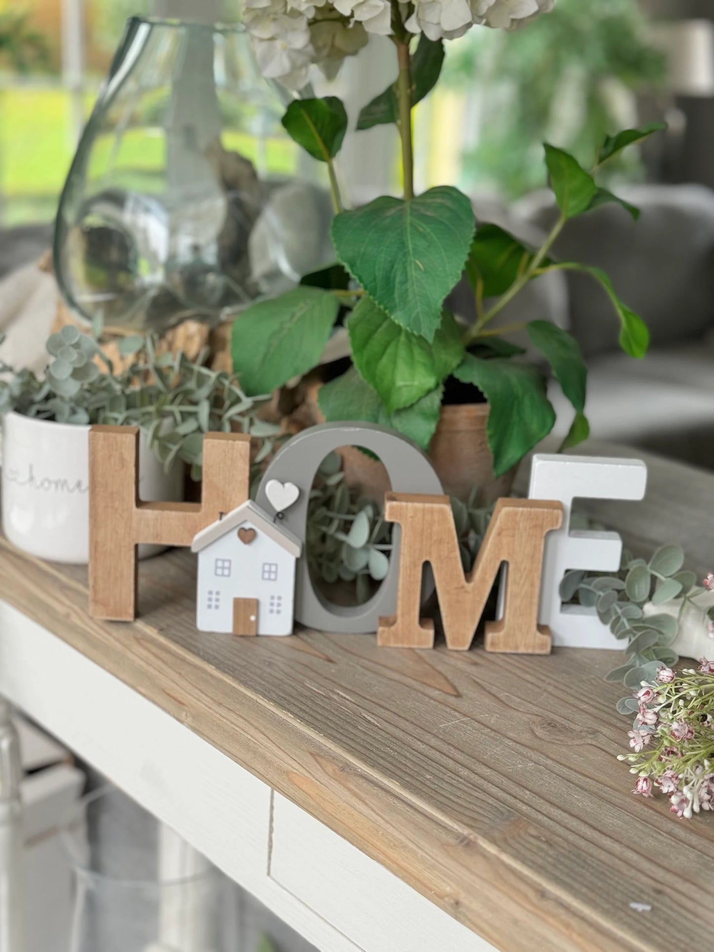 Freestanding classic wooden "HOME" sign