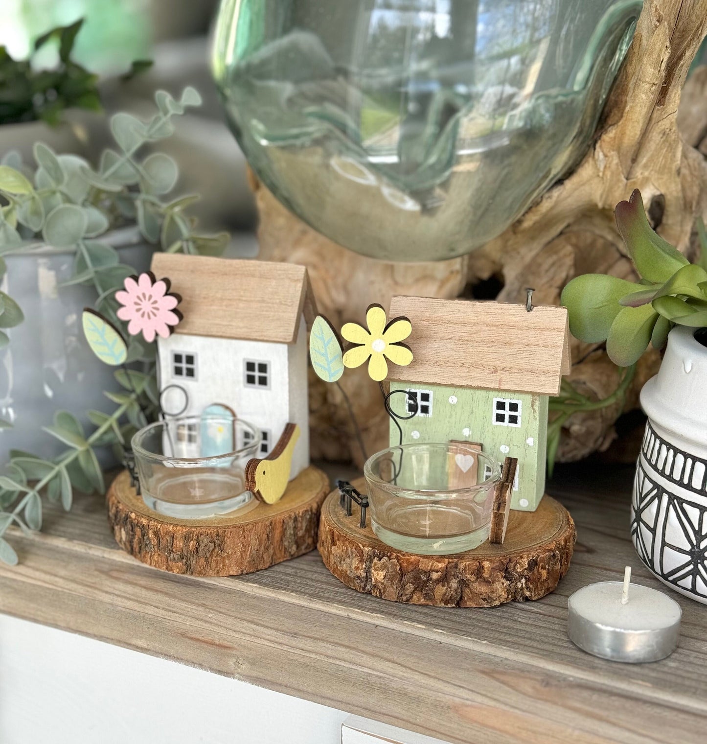 Wooden Tea Light House - Available in 2 colour Options