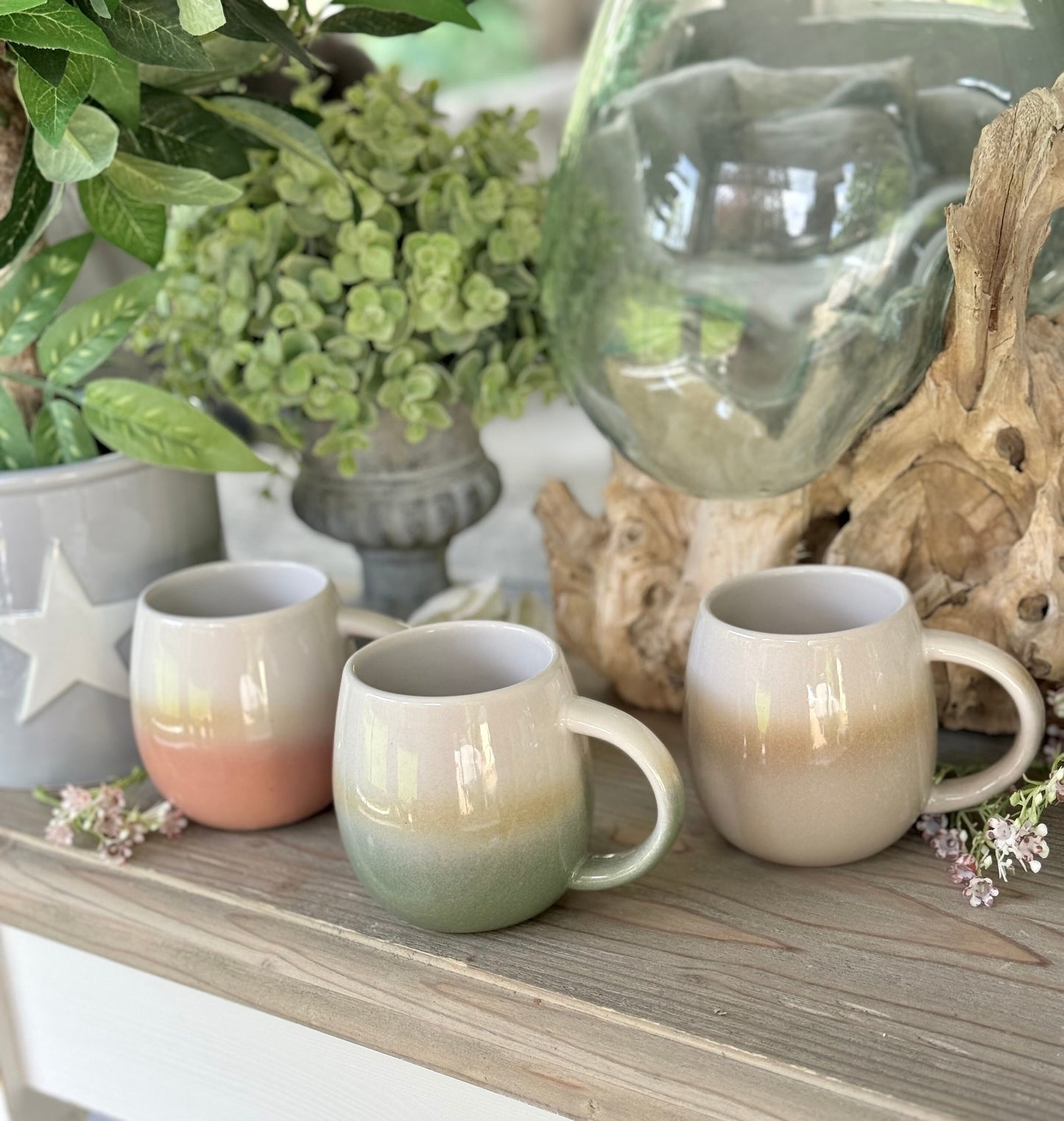 Glazed Ombre Stoneware Mugs - 3 Colour Options