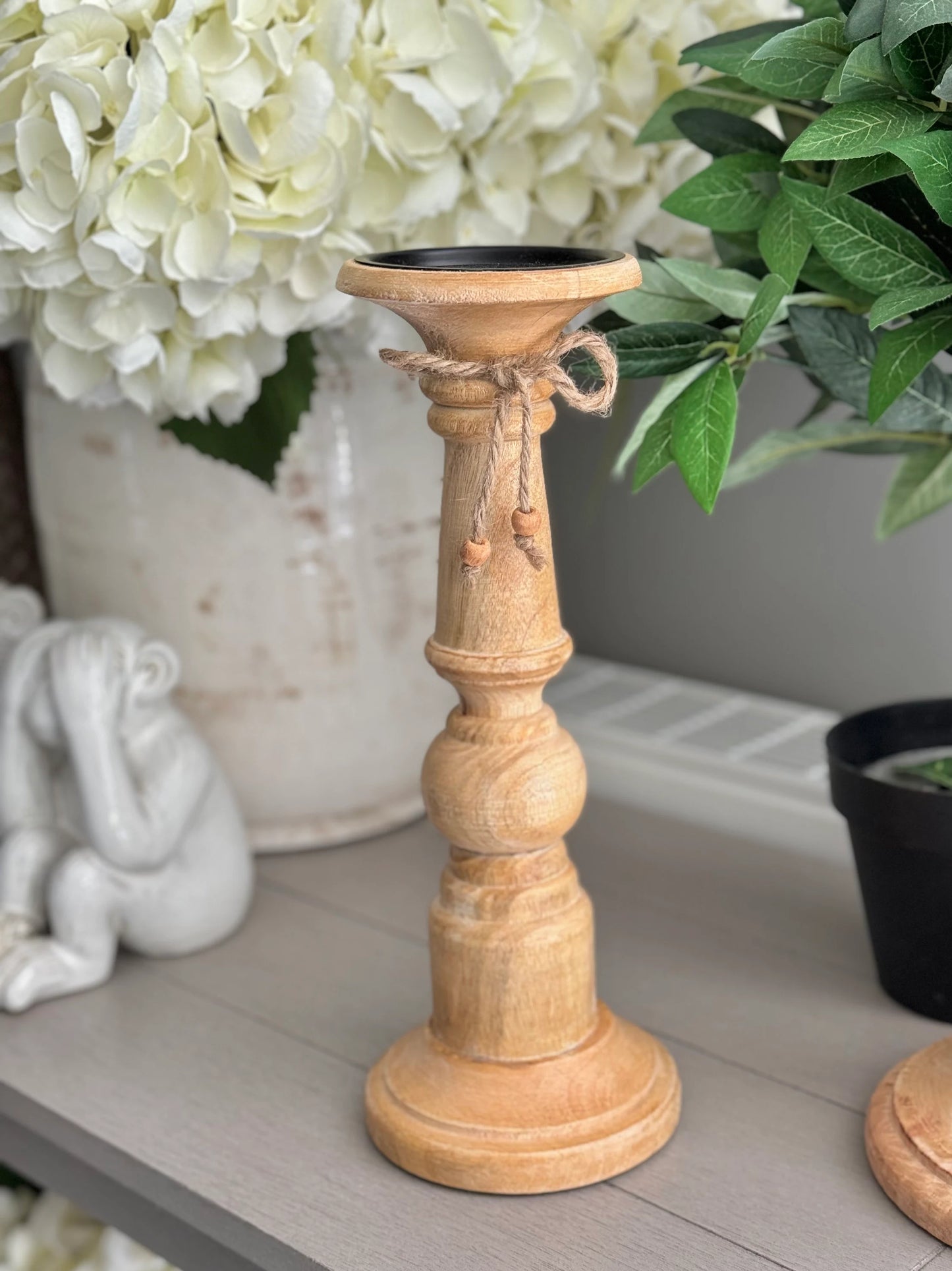 Mango Wood Candlestick - Available in 2 sizes