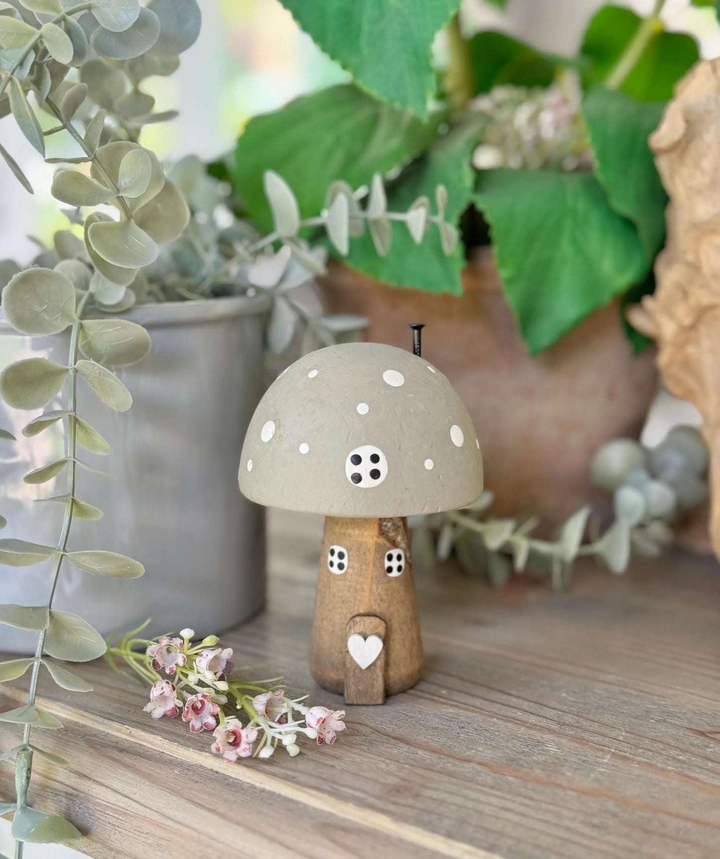 Wooden Polka Dot Mushroom House - Choice of 2 Colours