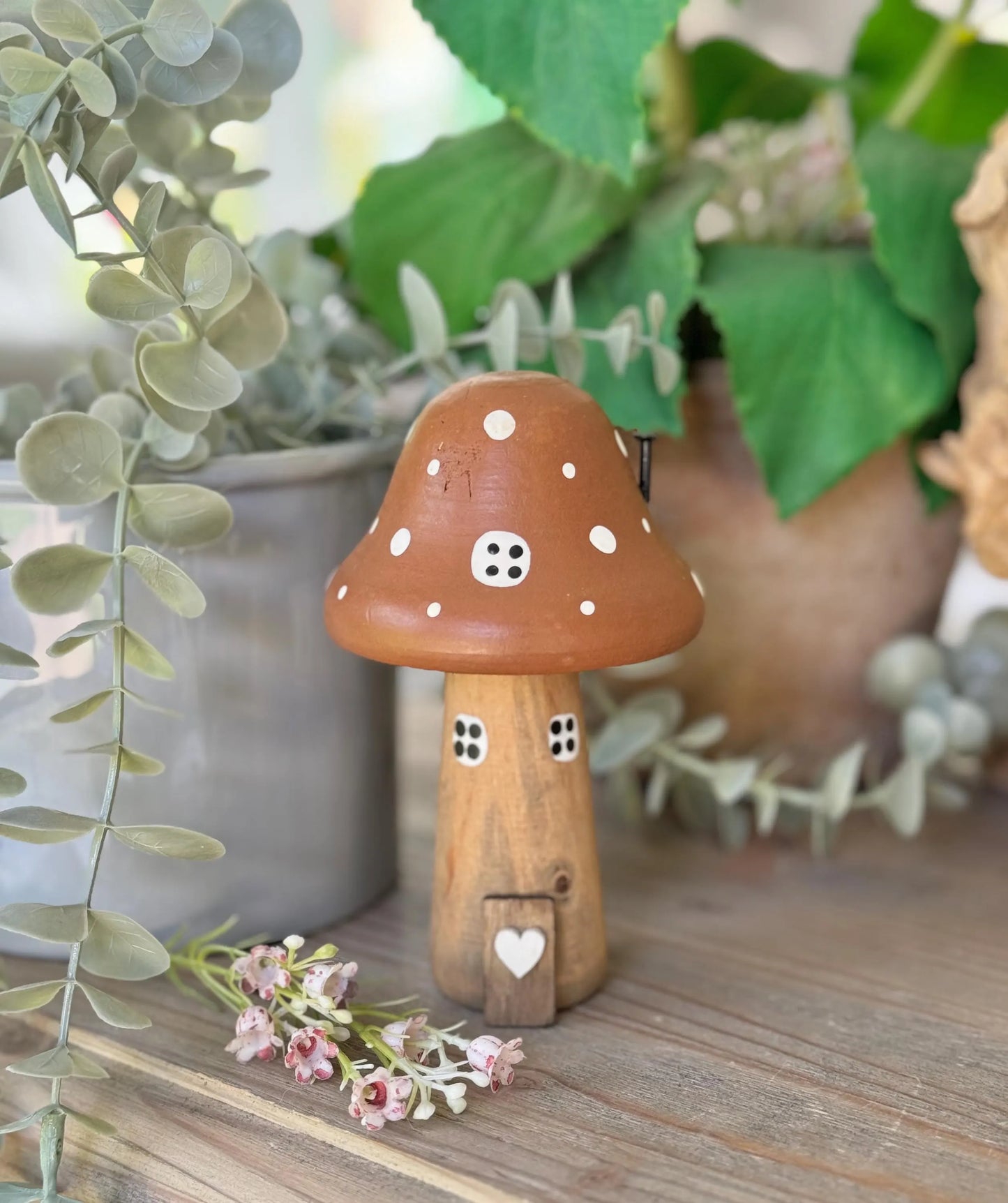 Wooden Polka Dot Mushroom House - Choice of 2 Colours