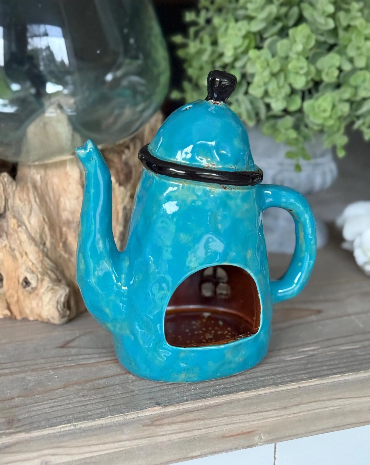 Blue Ceramic Teapot Candle Holder (Copy)