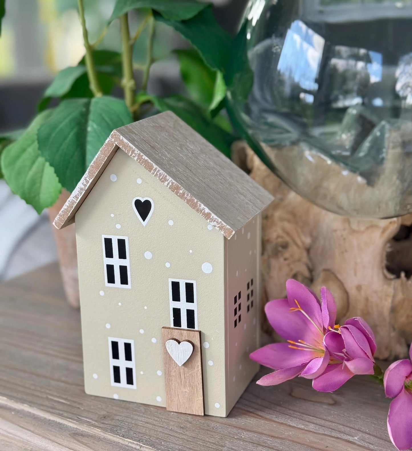 Sage Polka Dot Wooden Houses - Choice of 2 sizes (Copy)