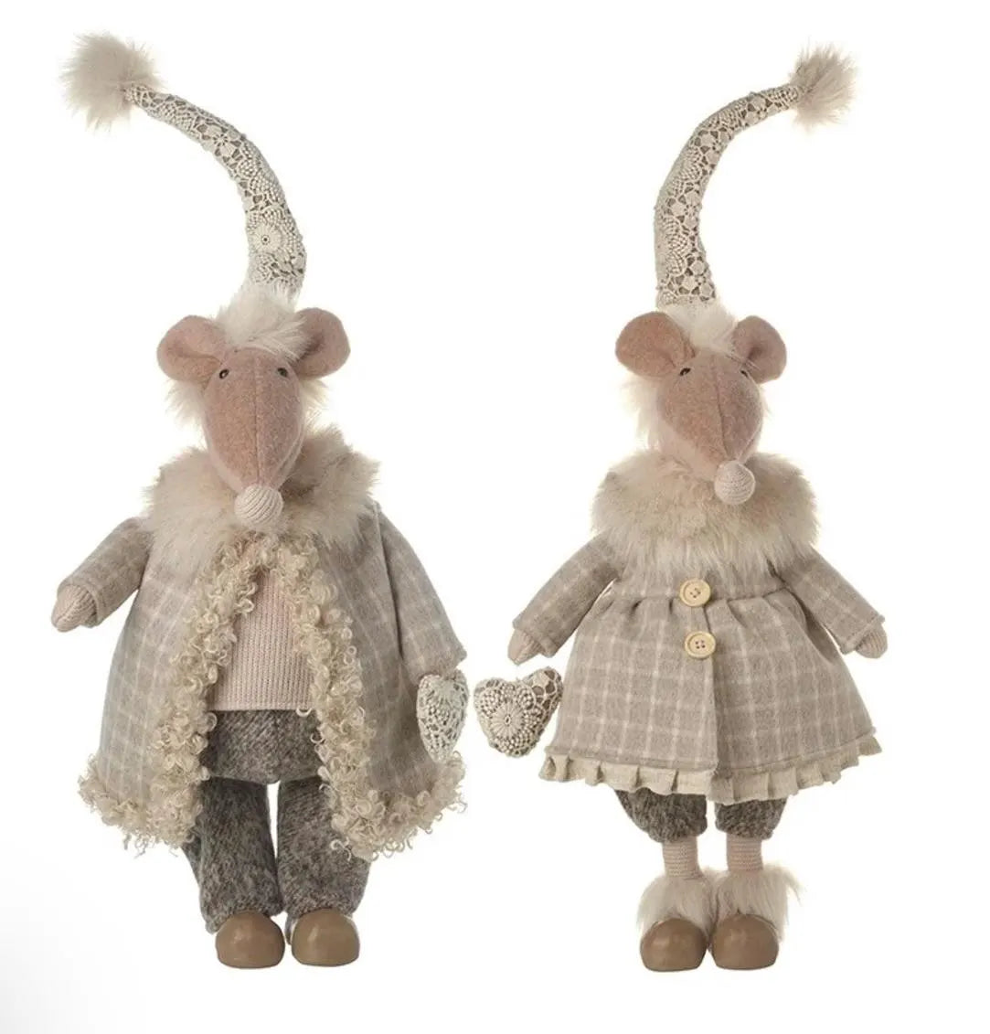 Super Soft Mr and Mrs Mouse with Fur Coats. Available as a couple or individually