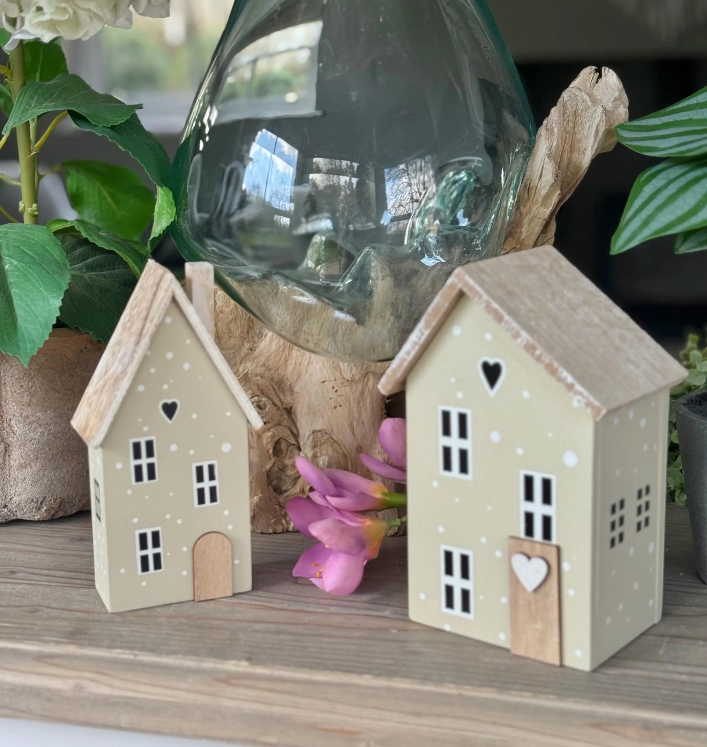 Sage Polka Dot Wooden Houses - Choice of 2 sizes (Copy)