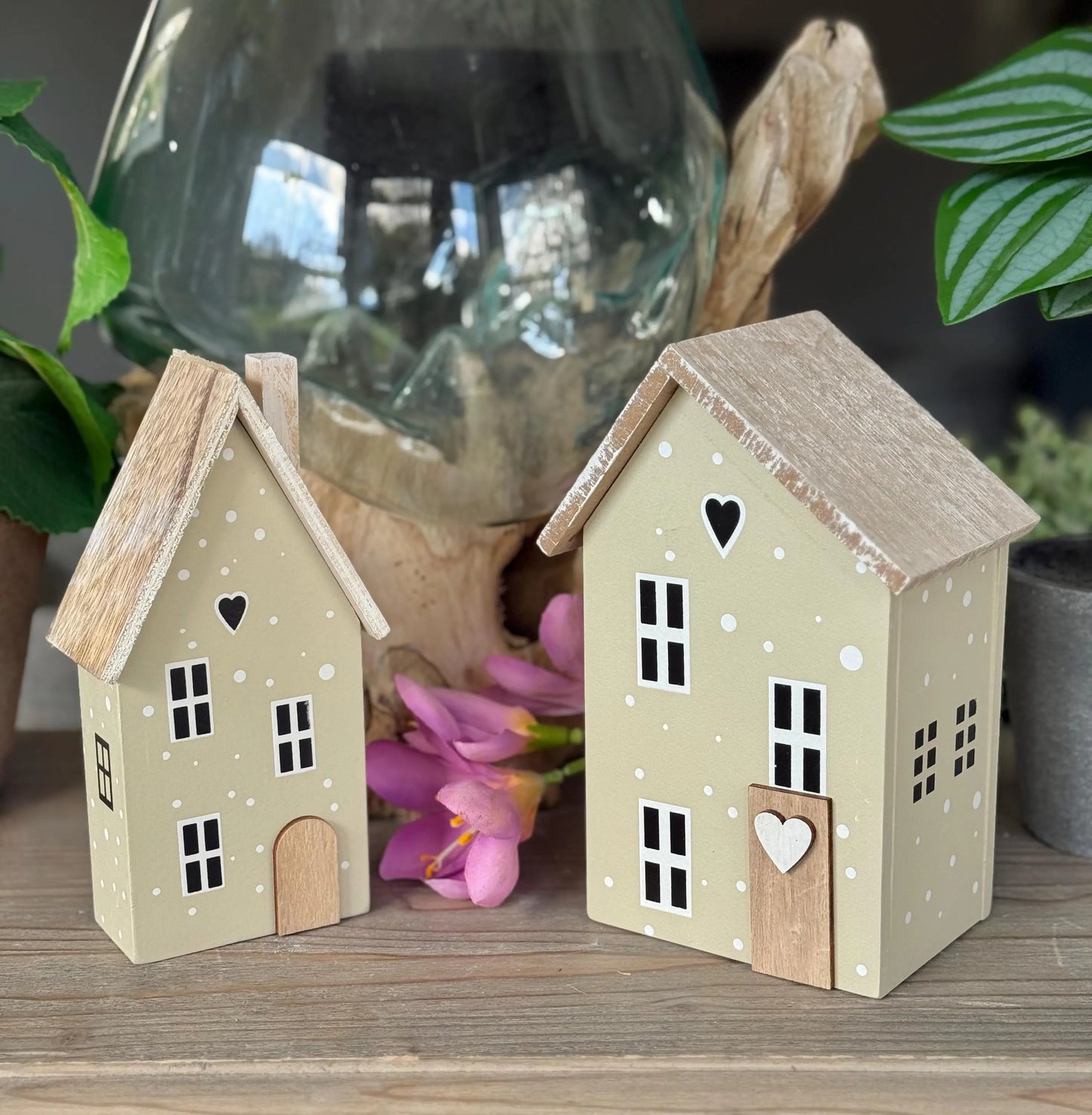 Sage Polka Dot Wooden Houses - Choice of 2 sizes (Copy)