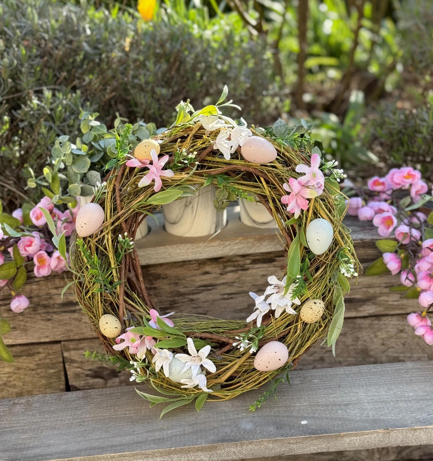 Gisela Graham Spring Wreath with Spring Floral Detail