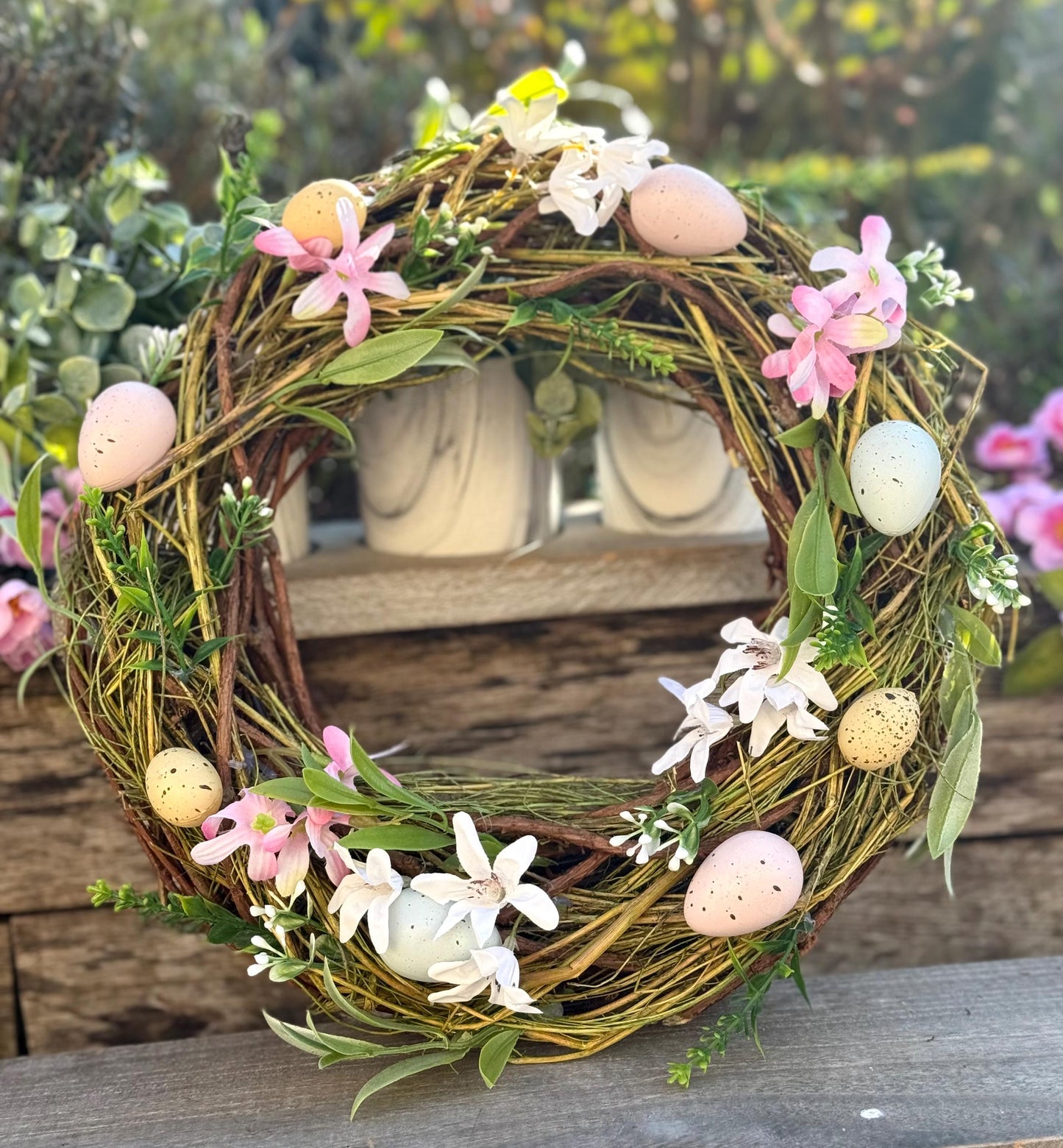 Gisela Graham Spring Wreath with Spring Floral Detail