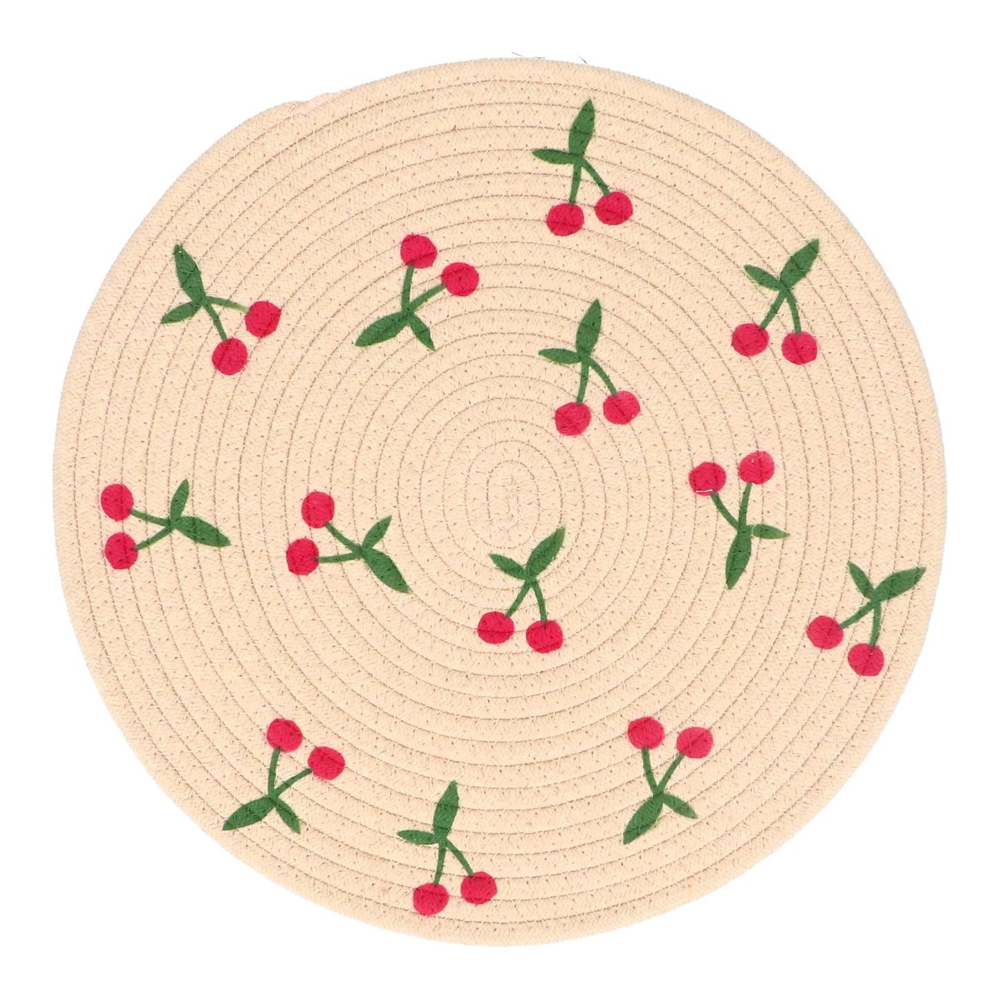 Fabric Round Placemat with Cherries - 38cm