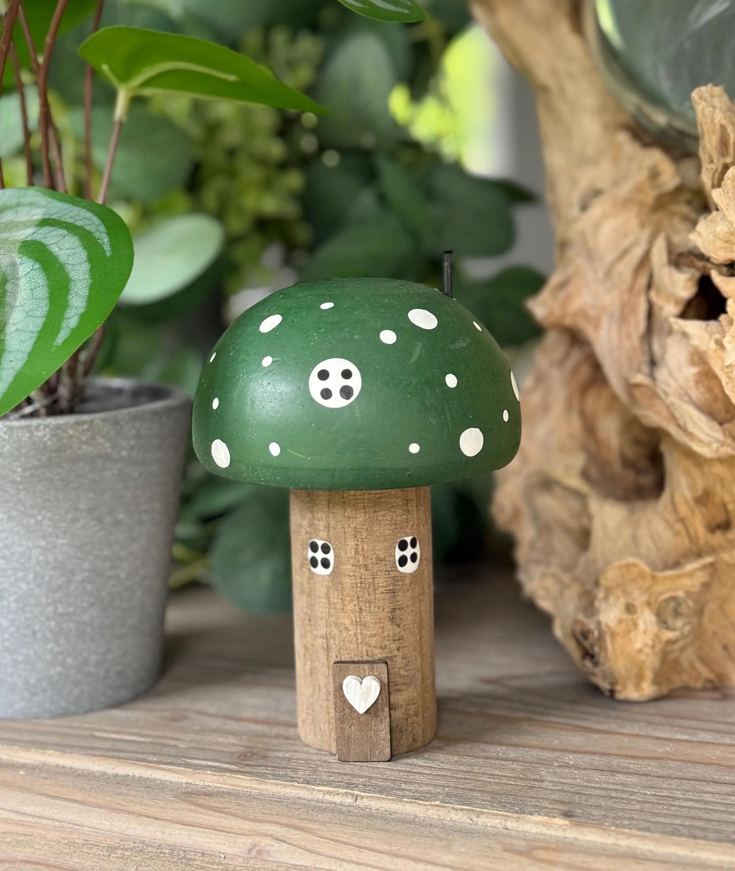 Wooden Polka Dot Mushroom House - Choice of 2 Colours