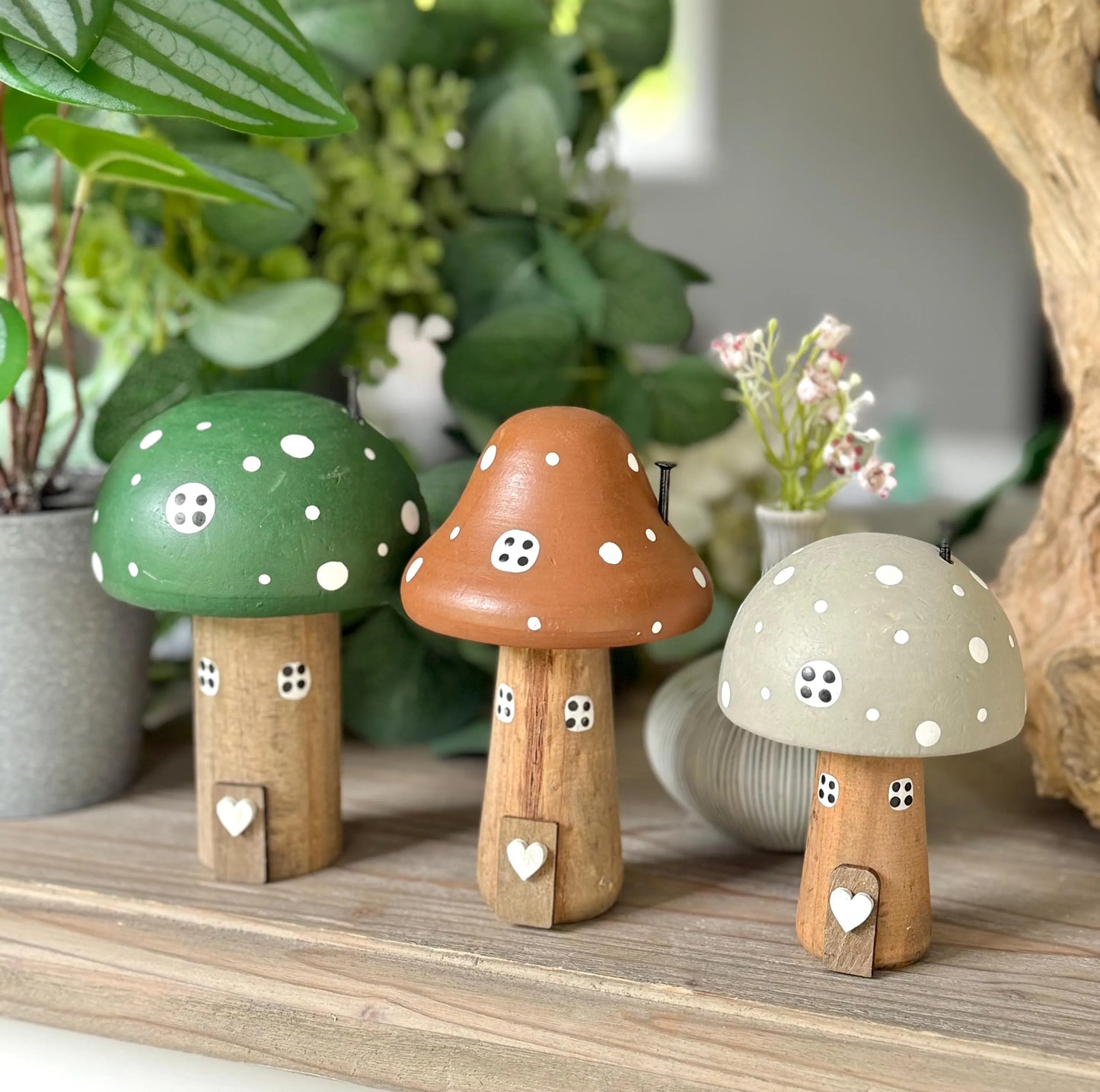 Wooden Polka Dot Mushroom House - Choice of 2 Colours