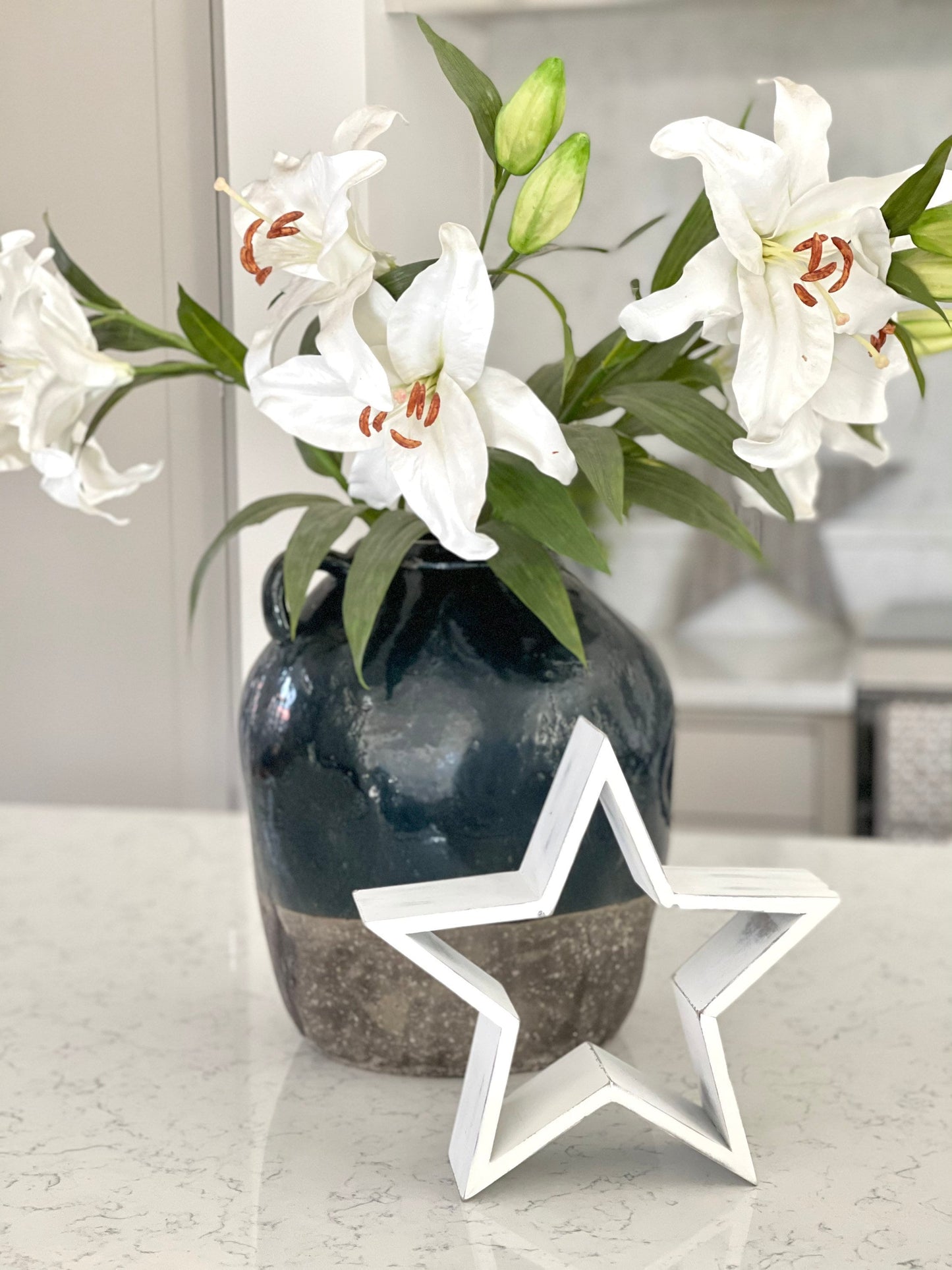 White Mantelpiece Wooden Star. Small 27cm