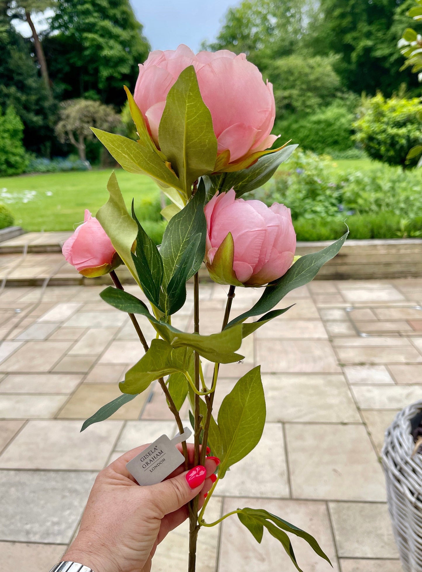 Gisela Graham Pale Pink Peony Spray.