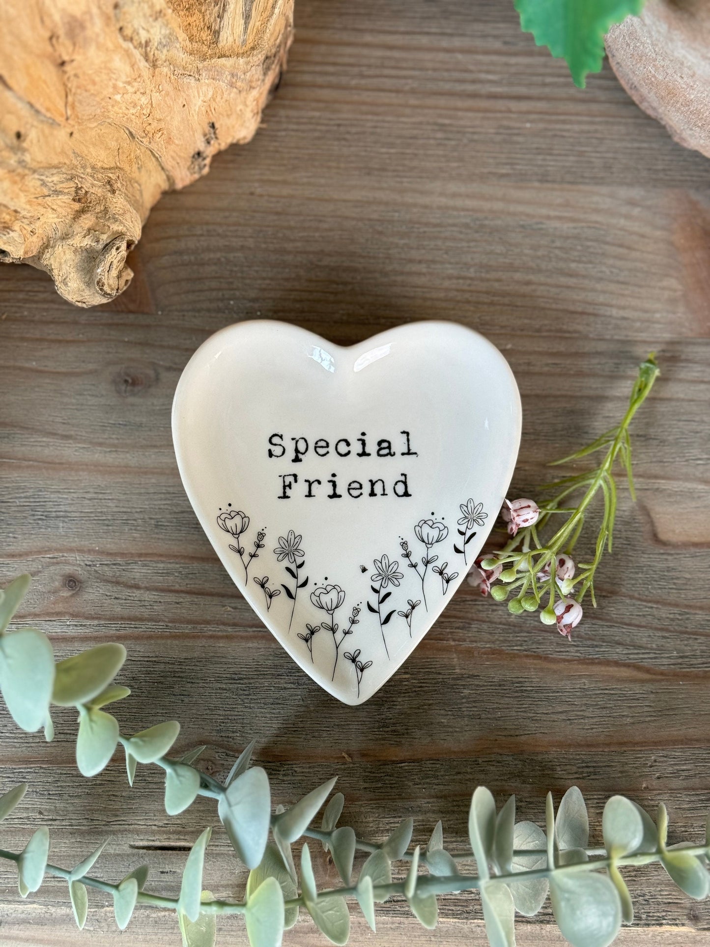 White Trinket Floral Dish - Special Friend