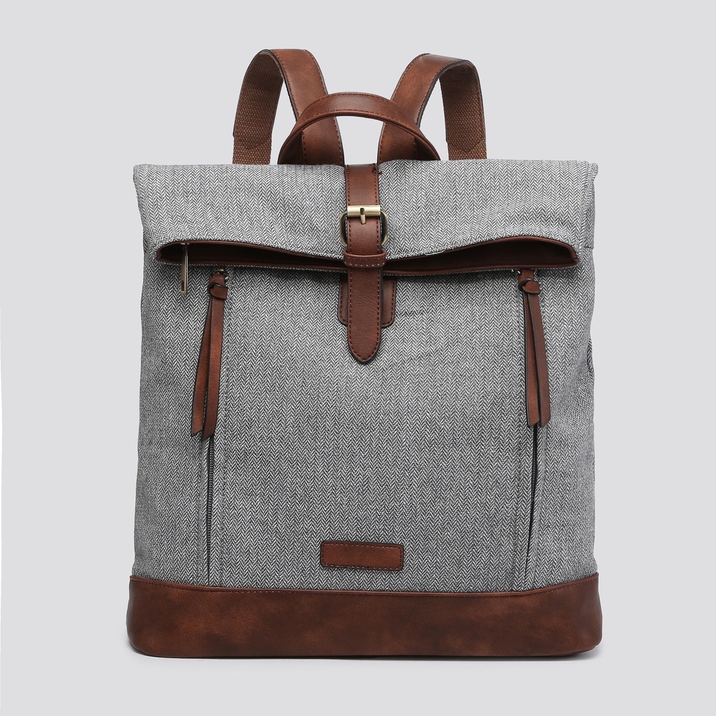 Grey Herringbone Rucksack/Backpack