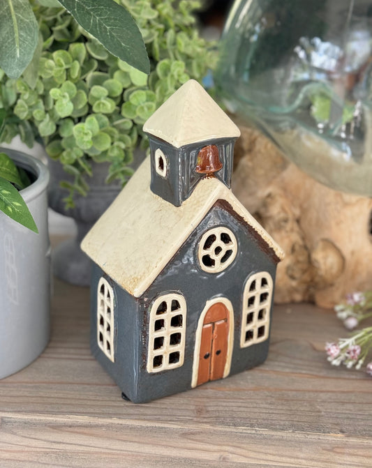 Blue/Grey Church Tealight House