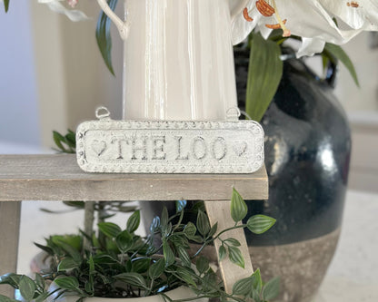 Cast Iron White Sign -  The Loo, Bathroom