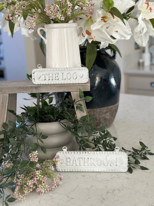 Cast Iron White Sign -  The Loo, Bathroom