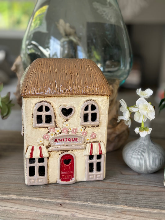 Ceramic Antique Shop/Cottage Candle Holder