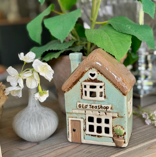 Ceramic Tea Shop/Cottage Candle Holder