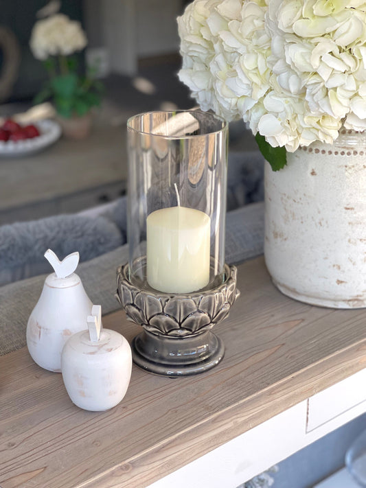 Dark Grey Ceramic Glass Hurricane