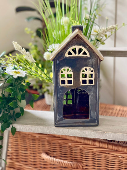 Ceramic House/Cottage Candle Holder - 26cm