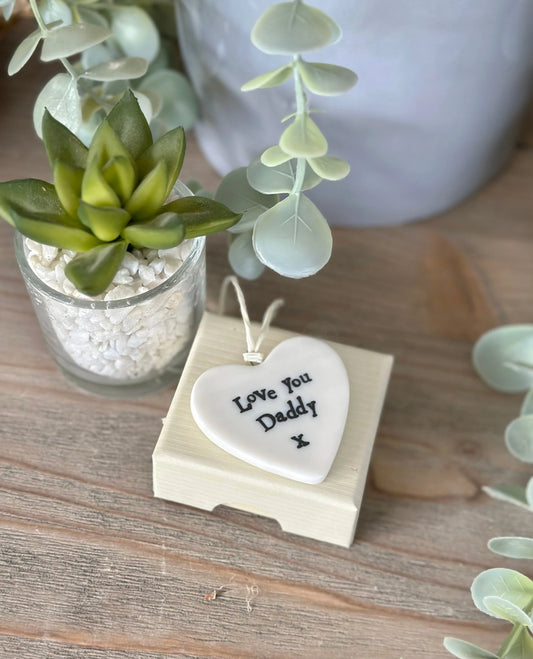 East Of India  'Love You Daddy’  Porcelain Heart with Gift Box