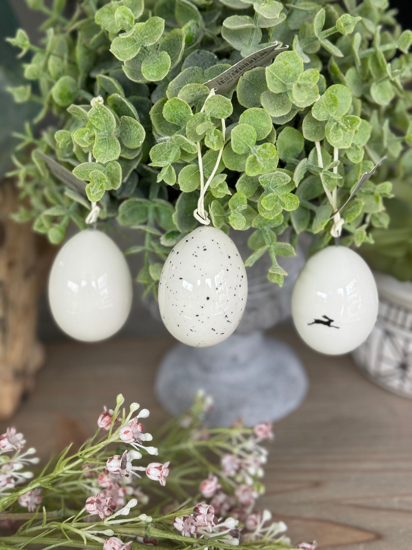 Hanging White Porcelain Easter Eggs - 3 Designs