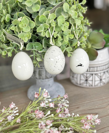 Hanging White Porcelain Easter Eggs - 3 Designs