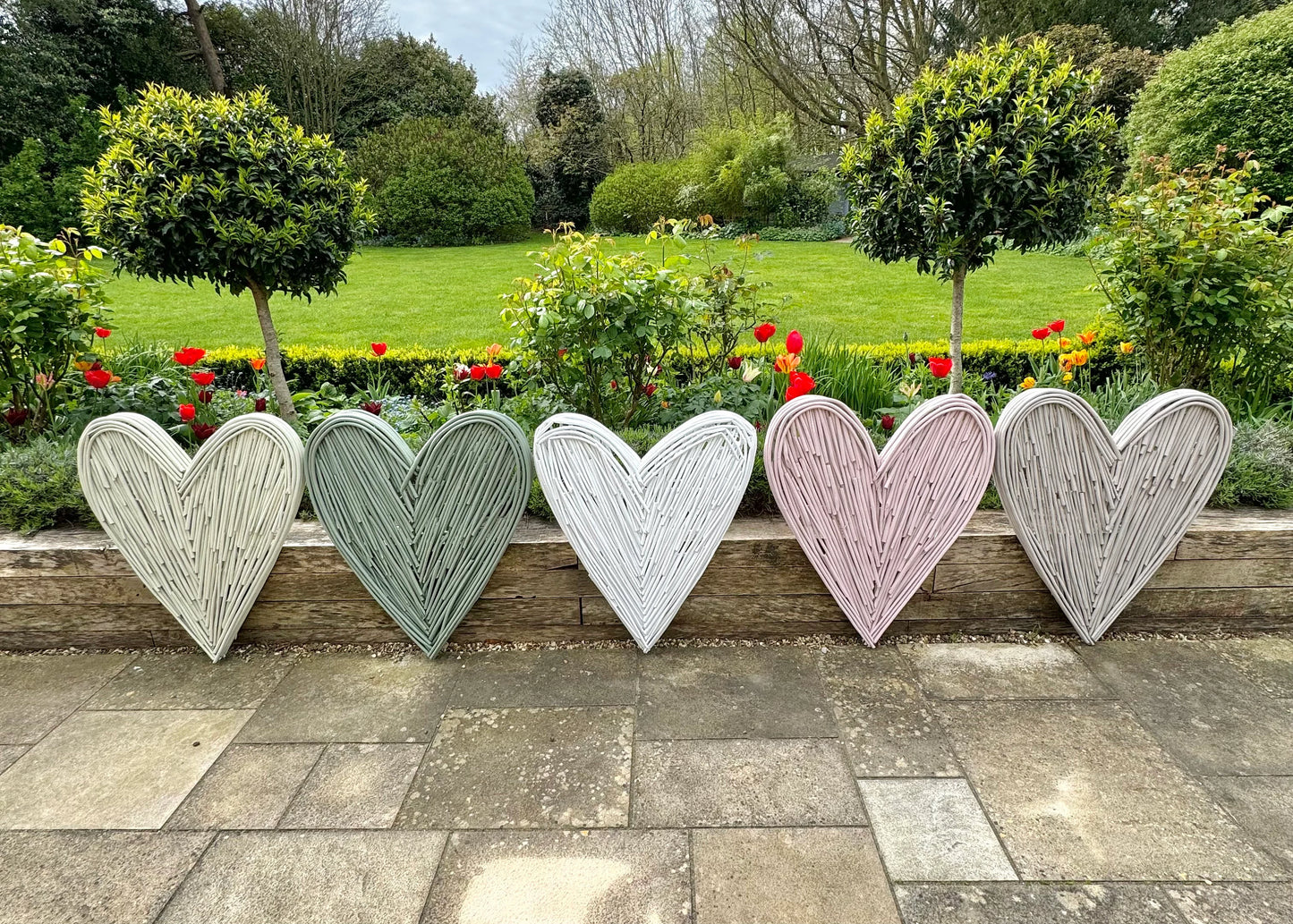 Large Garden Green Wicker Heart- 85cm